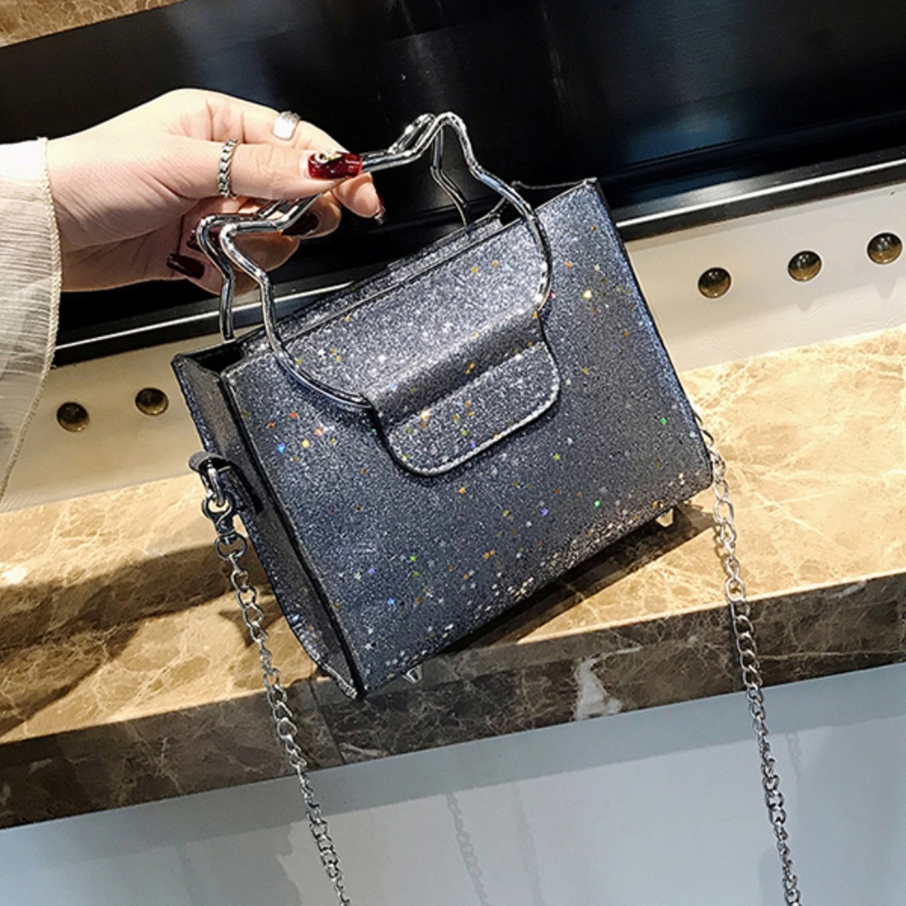 New! Cat Handle Silver Glitter Crossbody Bay. - Picture 5 of 8